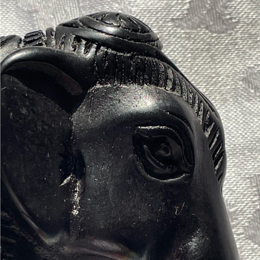 Intricately Black Marble Carved Elephant Figurine.  6x6x3” - Picture 8 of 8